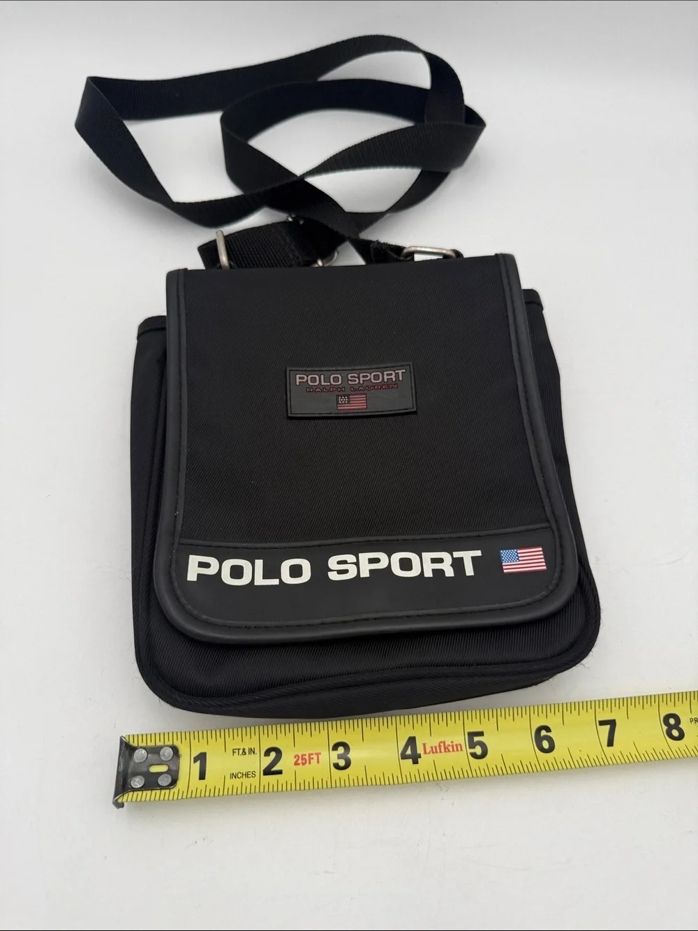 Vintage Polo by Ralph Lauren Black Polo Sport Crossbody Messenger Bag unisex Y2K